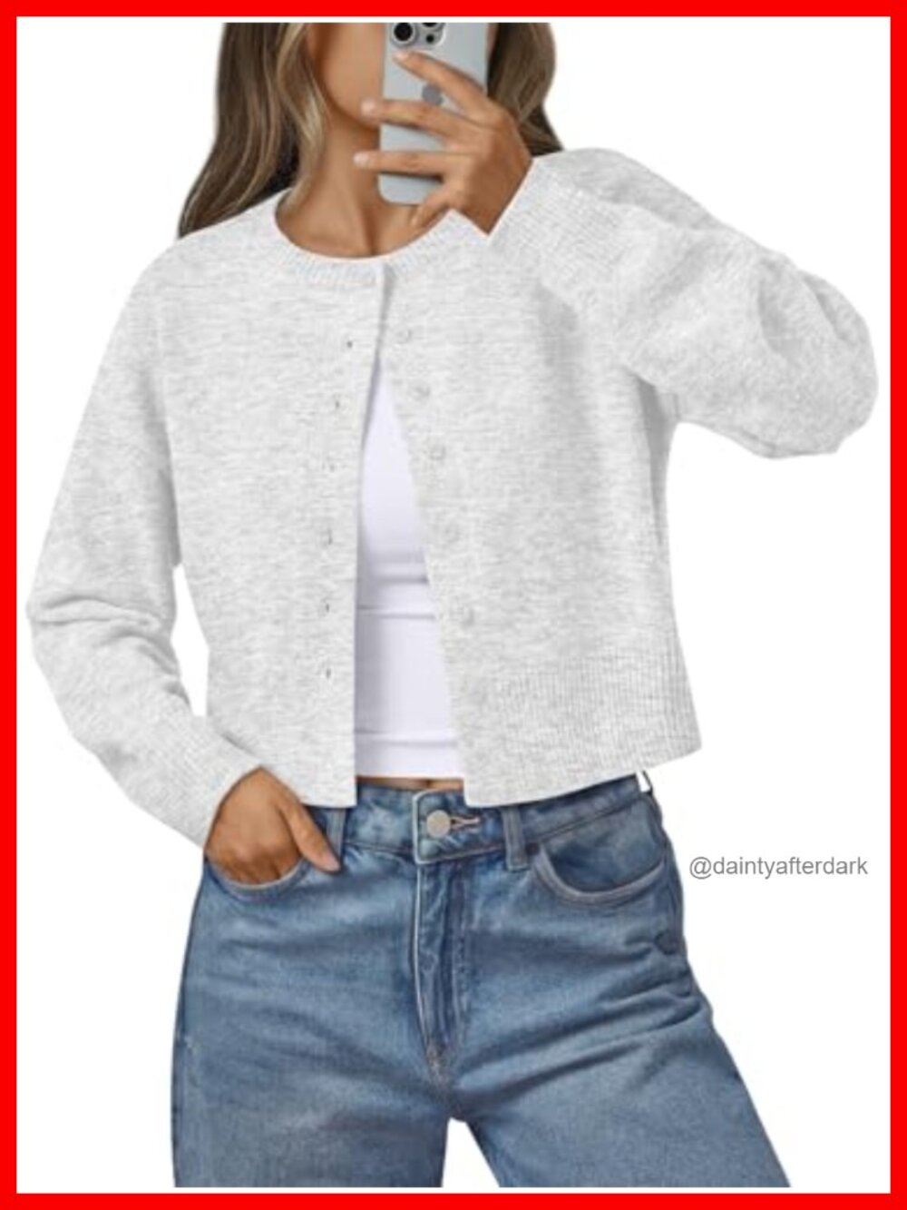 LILLUSORY Women's Lightweight Cropped Cardigan Button Front Knit Sweater